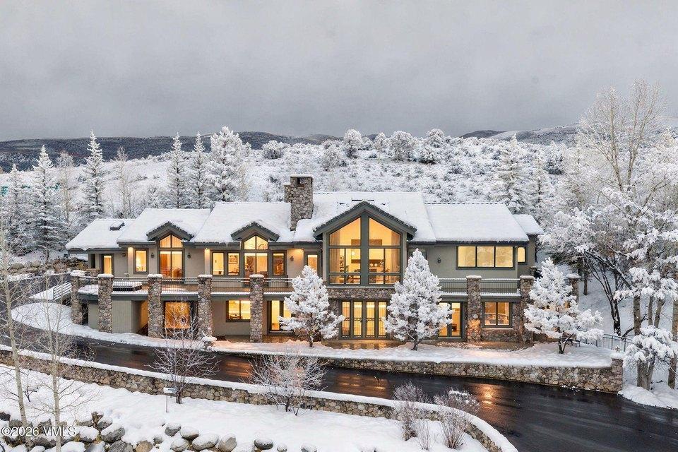 Luxury mountain home with large windows in Breckenridge, Colorado